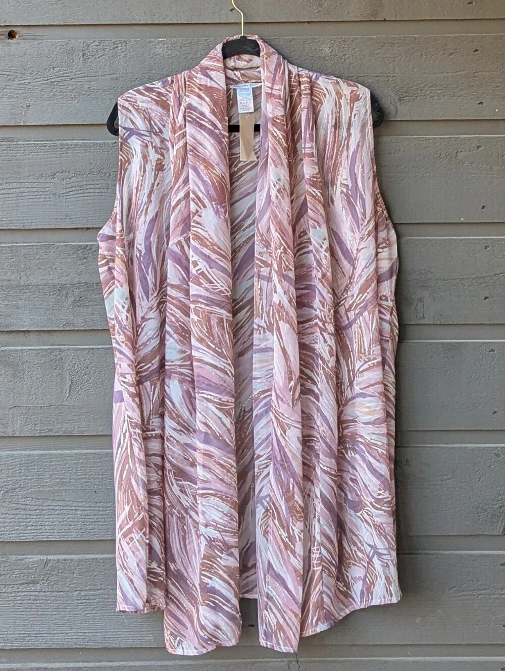 NWT Coldwater Creek Semi-Sheer Open Front Sleeveless Vest Scarf One Size Mauve